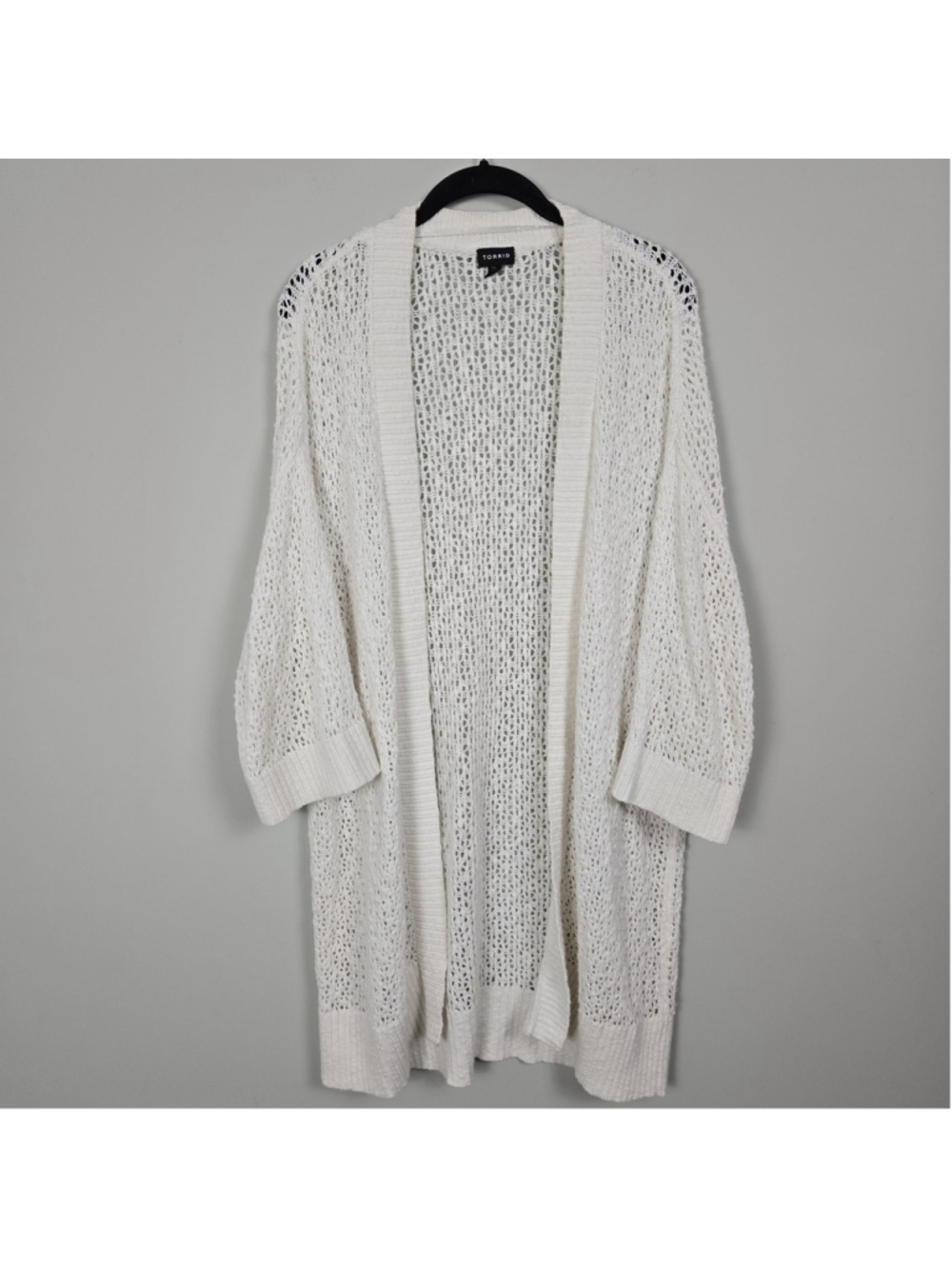 Torrid Womens Open Knit Oversized Cardigan 2X White Beach Coastal Boho Layers